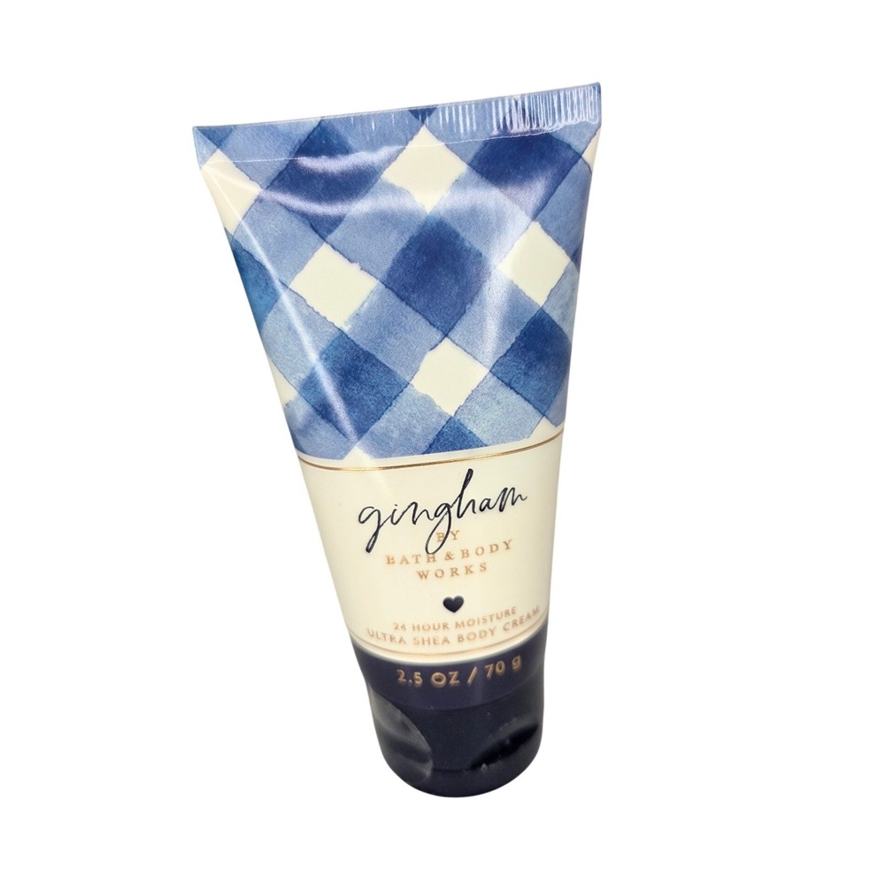 Bath & Body Works Gingham Ultra Shea Body Cream 2.5 oz Travel Size Blue White